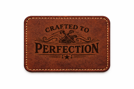 Laser engraved leather patch on baseball cap