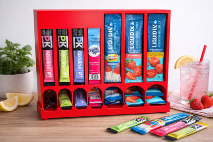 7-Row Drink Mix Packet Organizer Dispenser – Water Flavor Stick Holder