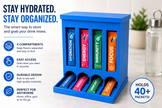 4-Row Drink Mix Packet Organizer Dispenser – Water Flavor Stick Holder