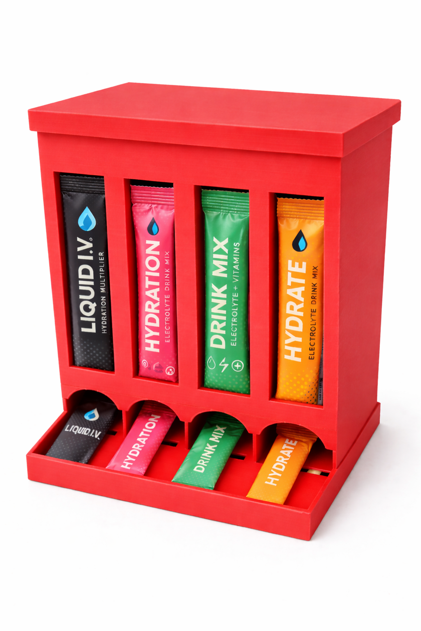 4-Row Drink Mix Packet Organizer Dispenser – Water Flavor Stick Holder
